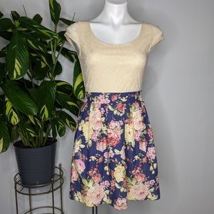 Delias cream & floral dress size 7/8